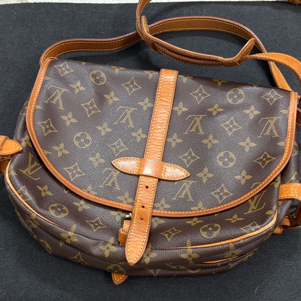 Authentic Louis Vuitton Brown and Tan Monogram Messenger Bag